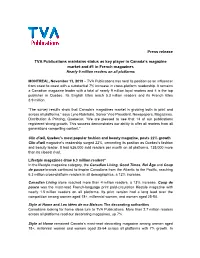 Press Release TVA Publications Maintains Status As Key Player In