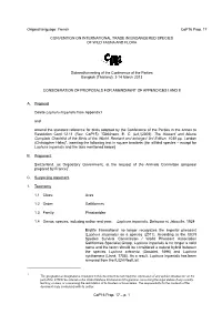Proposal for Amendment of Appendix I Or II for CITES Cop16