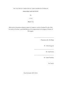 THE NATURE of VARIATION in TONE SANDHI PATTERNS of SHANGHAI and WUXI WU by Hanbo Yan Submitted to the Graduate Degree Program In
