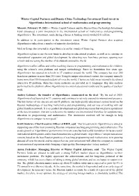 Winter Capital Partners and Russia-China Technology Investment Fund Invest in Algorithmics International School of Mathematics and Programming