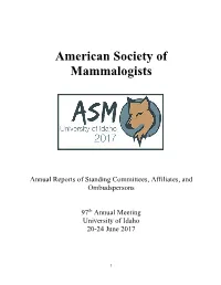 2017 ASM Standing Committee and Representatives Annual Reports