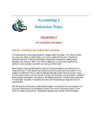 Accounting 1 Instructor Notes