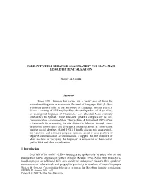 Code-Switching Behavior As a Strategy for Maya-Mam Linguistic Revitalization