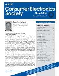 Consumer Electronics Society Newsletter Fall 2011 ■ Number 3