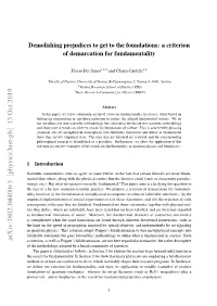 Demolishing Prejudices to Get to the Foundations: a Criterion of Demarcation for Fundamentality