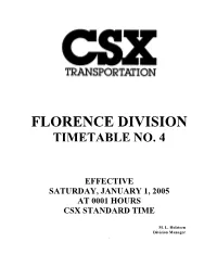 Florence Division Timetable No