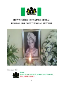 How Nigeria Contained Ebola: Lessons for Institutional Reform