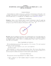 MATH 9 HOMEWORK ASSIGNMENT GIVEN on FEBRUARY 3, 2019. CIRCLE INVERSION Circle Inversion Circle Inversion (Or Simply Inversion) I