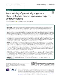 Acceptability of Genetically Engineered Algae Biofuels in Europe