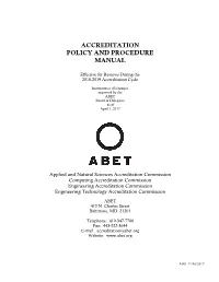 Accreditation Policy and Procedure Manual