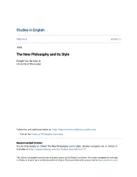 The New Philosophy and Its Style