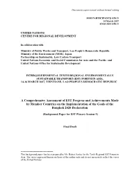 A Comprehensive Assessment of EST Progress and Achievements Made by Member Countries on the Implementation of the Goals of the Bangkok 2020 Declaration