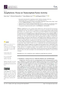 Anaphylaxis: Focus on Transcription Factor Activity