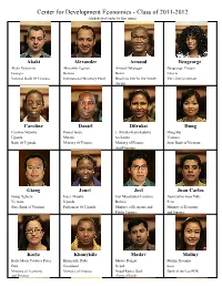 Center for Development Economics - Class of 2011-2012 (Alphabetical Order by First Name)