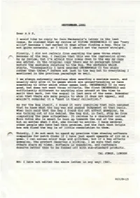 Dear a & S, I Would Like to Reply to Lain Mackenzie's Letter in the Last Issue