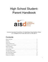 High School Student- Parent Handbook