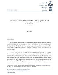 Military Discourse Patterns and the Case of Effects-Based Operations