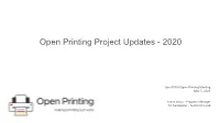 Open Printing Project Updates - 2020
