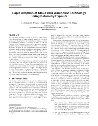 Rapid Adoption of Cloud Data Warehouse Technology Using Datometry Hyper-Q