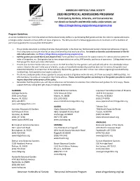 2020 Reciprocal Admissions Program