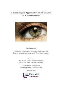 A Narratological Approach to Content Selection in Audio Description