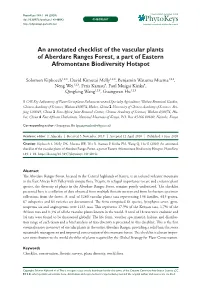 An Annotated Checklist of the Vascular Plants of Aberdare Ranges Forest, a Part of Eastern Afromontane Biodiversity Hotspot