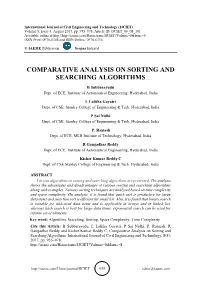 Comparative Analysis on Sorting and Searching Algorithms