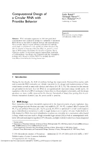 Computational Design of a Circular RNA with Prionlike Behavior