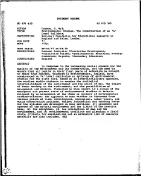Environmental Studies. the Construction of an 'A' Level Syllabus