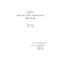 GGF11 Semantic Grid Applications Workshop