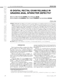 Is Digital Rectal Exam Reliable in Grading Anal Sphincter Defects?