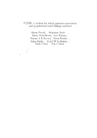PLINK: a Toolset for Whole Genome Association and Population-Based Linkage Analyses