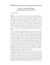Should Senryu Be Part of English-Language Haiku ? by Jane Reichhold