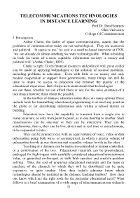 TELECOMMUNICATIONS TECHNOLOGIES in DISTANCE LEARNING Prof.Dr