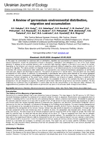 A Review of Germanium Environmental Distribution, Migration and Accumulation