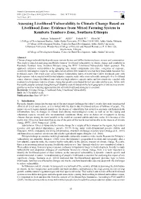 Assessing Livelihood Vulnerability to Climate Change Based on Livelihood Zone: Evidence from Mixed Farming System in Kembata Tembaro Zone, Southern Ethiopia