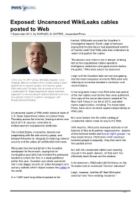 Exposed: Uncensored Wikileaks Cables Posted to Web 1 September 2011, by RAPHAEL G