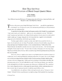 How They Got Over: a Brief Overview of Black Gospel Quartet Music