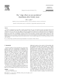 The ``Edge Effect on Nest Predation'' Hypothesis After Twenty Years