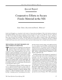 Cooperative Efforts to Secure Fissile Material in the NIS
