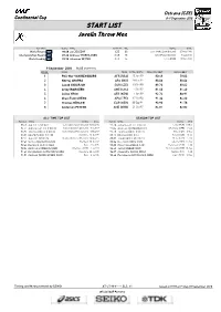 START LIST Javelin Throw Men