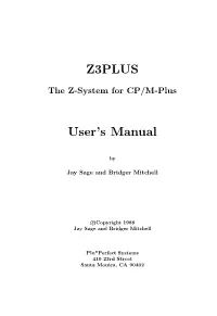 Z3PLUS the Z-System for CP/M-Plus
