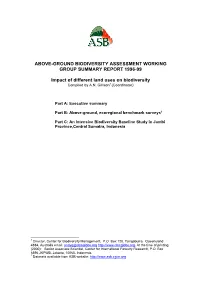 Above-Ground Biodiversity Assessment Working Group Summary Report 1996-99