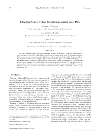 Estimating Tropical Cyclone Intensity from Infrared Image Data