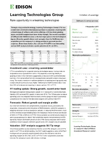 Learning Technologies Group Initiation of Coverage