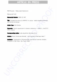 Manuscript Submission Manuscript Draft Manuscript Number: BMB-20-087 Title: Emerging Functions for ANKHD1 in Cance