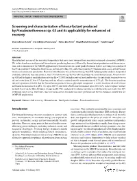 Screening and Characterization of Biosurfactant Produced by Pseudoxanthomonas Sp