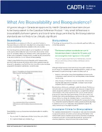 What Are Bioavailability and Bioequivalence