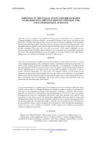 Additions to the Italian Annotated Bibliography on Bluefin Tuna (Thunnus Thynnus, Linnaeus, 1758) and Comprehensive Overview