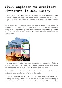 Civil Engineer Vs Architect- Differents in Job, Salary